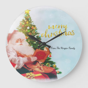 Niedlicher Weihnachtsmann Weihnachtskiefer Große Wanduhr