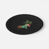 Niedlicher Weihnachtsmarkt Weihnachtsmannmütze Wei Pappteller (Schrägansicht)