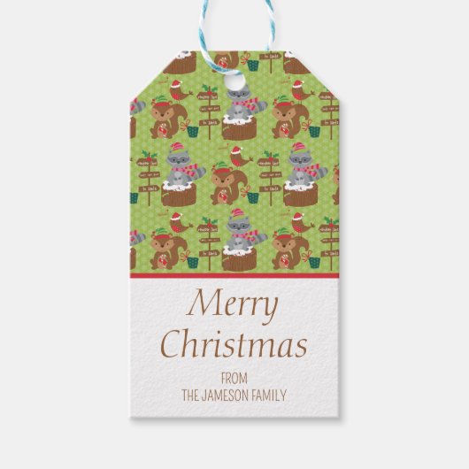 Niedlicher Weihnachtsmarsch und Eichhörnchen & Sch Geschenkanhänger (Vorderseite)
