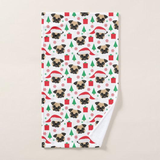 Niedlicher WeihnachtsMops Badhandtuch Set (Handtuch)