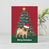 Niedlicher WeihnachtsMops in der Weihnachtsmannmüt Karte (Stehend Vorderseite)