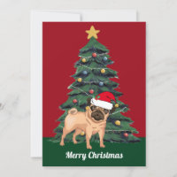 Niedlicher WeihnachtsMops in der Weihnachtsmannmüt