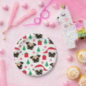 Niedlicher WeihnachtsMops-Papier-Teller Pappteller (Party)