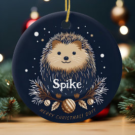 Niedlicher Weihnachtsname Igel Name des Tieres Keramik Ornament
