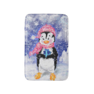 Niedlicher Weihnachtspenguin Badematte