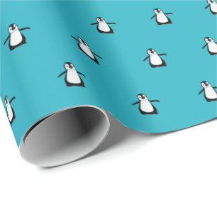 Niedlicher Weihnachtspenguin Blauer Winter Geschenkpapier