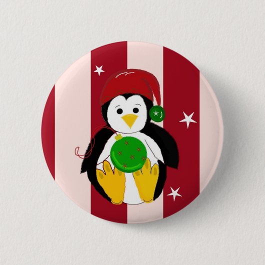 Niedlicher WeihnachtsPenguin Button (Vorderseite)