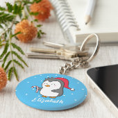Niedlicher Weihnachtspenguin Candy Cane Kinder Sch Schlüsselanhänger (Seite)