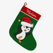 Niedlicher Weihnachtspenguin Custom Großer Weihnachtsstrumpf (Vorderansicht (hängend))