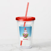 Niedlicher Weihnachtspenguin der Weihnachtsmannmüt Acryltrinkbecher (Rückseite)