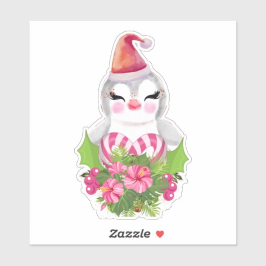 Niedlicher Weihnachtspenguin der Weihnachtsmannmüt Aufkleber (Blatt)