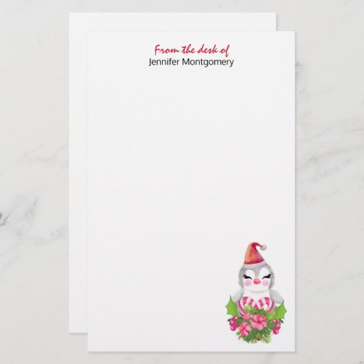 Niedlicher Weihnachtspenguin der Weihnachtsmannmüt Briefpapier (Vorne/Hinten)