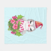 Niedlicher Weihnachtspenguin der Weihnachtsmannmüt Fleecedecke (Vorderseite (Horizontal))