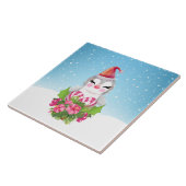 Niedlicher Weihnachtspenguin der Weihnachtsmannmüt Fliese (Seite)