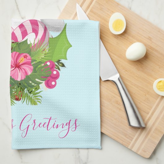 Niedlicher Weihnachtspenguin der Weihnachtsmannmüt Geschirrtuch (Viertel Falte)