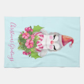 Niedlicher Weihnachtspenguin der Weihnachtsmannmüt Geschirrtuch (Horizontal)