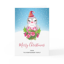 Niedlicher Weihnachtspenguin der Weihnachtsmannmüt