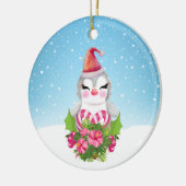 Niedlicher Weihnachtspenguin der Weihnachtsmannmüt Keramik Ornament (Links)