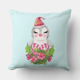 Niedlicher Weihnachtspenguin der Weihnachtsmannmüt Kissen