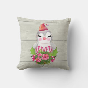 Niedlicher Weihnachtspenguin der Weihnachtsmannmüt Kissen