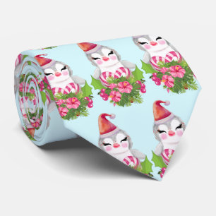 Niedlicher Weihnachtspenguin der Weihnachtsmannmüt Krawatte