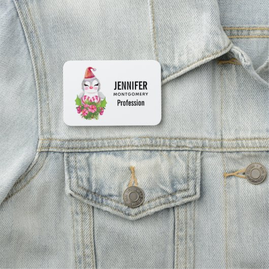 Niedlicher Weihnachtspenguin der Weihnachtsmannmüt Namensschild (Beispiel)