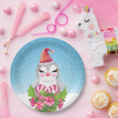 Niedlicher Weihnachtspenguin der Weihnachtsmannmüt Pappteller (Party)