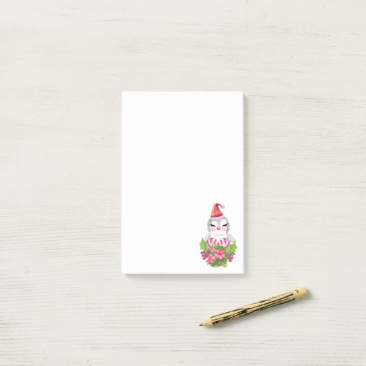 Niedlicher Weihnachtspenguin der Weihnachtsmannmüt Post-it Klebezettel (Auf Schreibtisch)