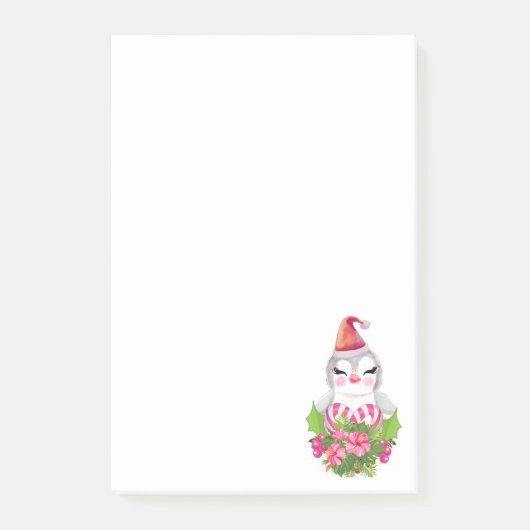 Niedlicher Weihnachtspenguin der Weihnachtsmannmüt Post-it Klebezettel (Vorderseite)