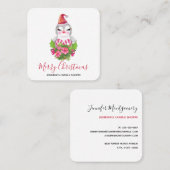 Niedlicher Weihnachtspenguin der Weihnachtsmannmüt Quadratische Visitenkarte (Vorne/Hinten)