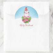 Niedlicher Weihnachtspenguin der Weihnachtsmannmüt Runder Aufkleber (Tasche)