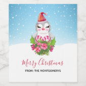 Niedlicher Weihnachtspenguin der Weihnachtsmannmüt Weinetikett (Einzelnes Label)