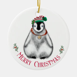 Niedlicher Weihnachtspenguin , festliches arktisch Keramik Ornament