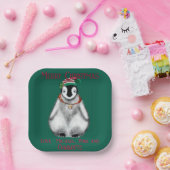 Niedlicher Weihnachtspenguin , festliches arktisch Pappteller (Party)