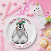 Niedlicher Weihnachtspenguin , festliches arktisch Pappteller (Party)