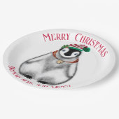 Niedlicher Weihnachtspenguin , festliches arktisch Pappteller (Schrägansicht)