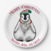 Niedlicher Weihnachtspenguin , festliches arktisch Pappteller (Vorderseite)