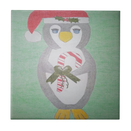 Niedlicher WeihnachtsPenguin Fliese (Vorderseite)