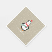 Niedlicher Weihnachtspenguin "Frohe Weihnachten" Serviette (Ecke)