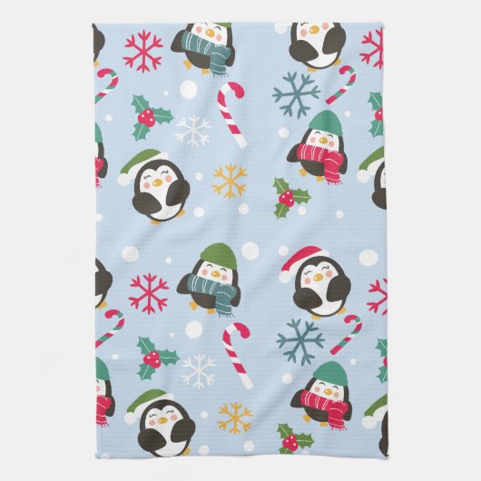 Niedlicher WeihnachtsPenguin Geschirrtuch (Vertikal)