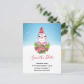 Niedlicher WeihnachtsPenguin in der Weihnachtsmann Einladungspostkarte (Stehend Vorderseite)