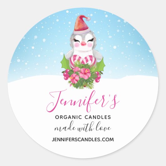 Niedlicher WeihnachtsPenguin in der Weihnachtsmann Runder Aufkleber (Vorderseite)