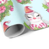 Niedlicher WeihnachtsPenguin in Weihnachtsmannmütz Geschenkpapier (Rolleneckpunkt)