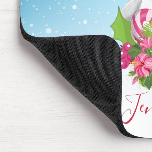 Niedlicher Weihnachtspenguin in Weihnachtsmannmütz Mousepad (Ecke)