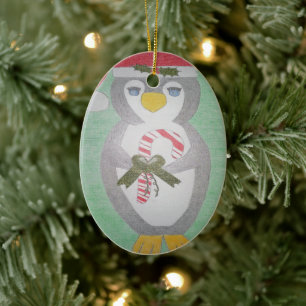 Niedlicher WeihnachtsPenguin Keramik Ornament