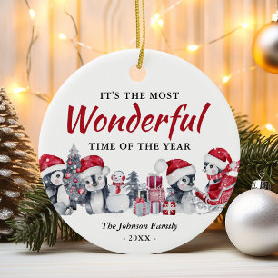 Niedlicher WeihnachtsPenguin Keramik Ornament