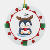 Niedlicher WeihnachtsPenguin Keramik Ornament (Hinten)
