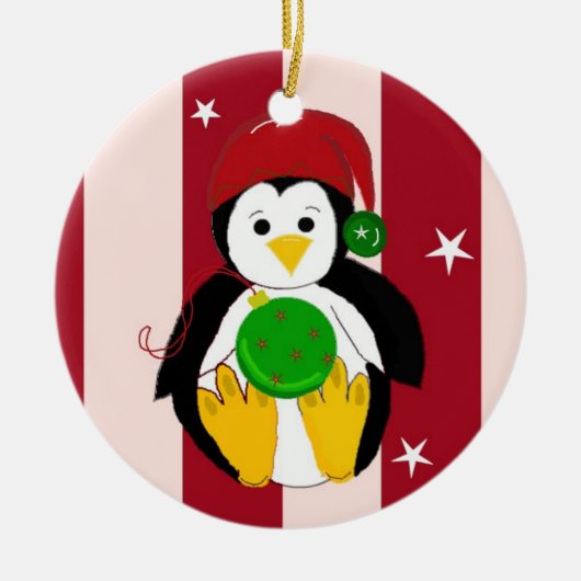 Niedlicher WeihnachtsPenguin Keramikornament (Vorne)