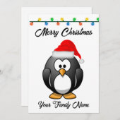 Niedlicher Weihnachtspenguin mit Weihnachtsmannmüt Feiertagskarte (Vorne/Hinten)