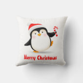 Niedlicher WeihnachtsPenguin mit Weihnachtsmannmüt Kissen (Rückseite)